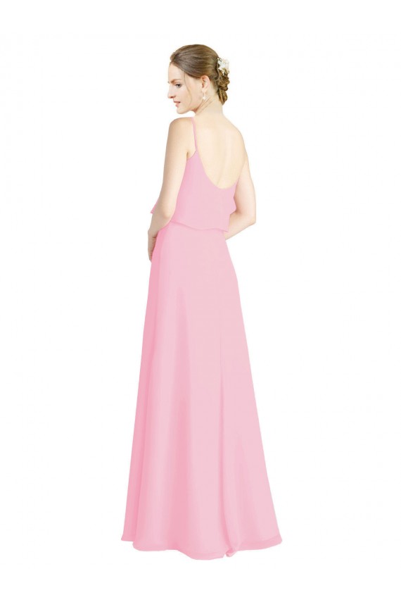 Soft Chiffon A-Line Long Sleeveless Spaghetti Straps Open Back Bridesmaid Dresses Cairns