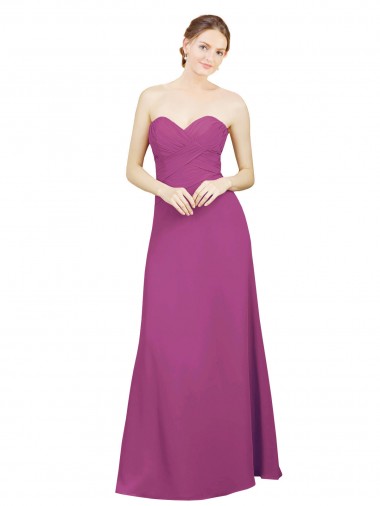 Soft Chiffon A-Line Long Sleeveless Wild Berry Open Back Bridesmaid Gowns Cairns