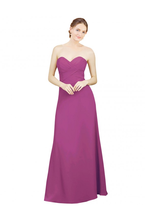 Soft Chiffon A-Line Long Sleeveless Wild Berry Open Back Bridesmaid Gowns Cairns