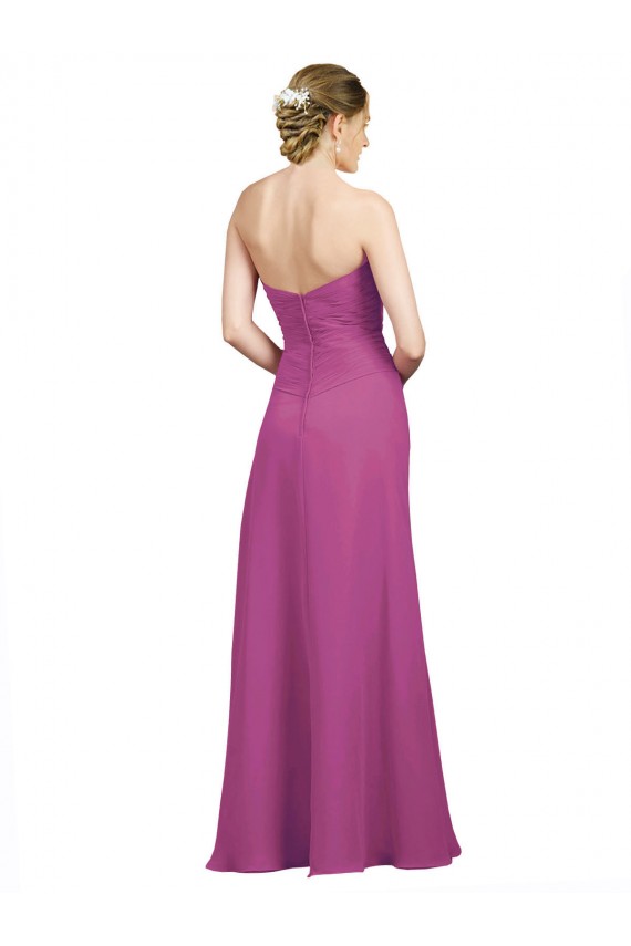 Soft Chiffon A-Line Long Sleeveless Wild Berry Open Back Bridesmaid Gowns Cairns