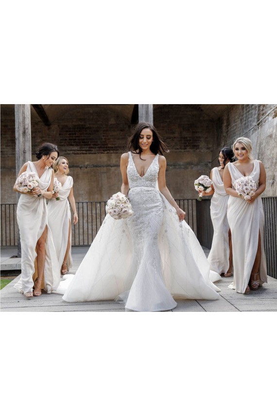 Soft Chiffon A-Line Long Sleeveless Low Back Bridesmaid Dress Cairns