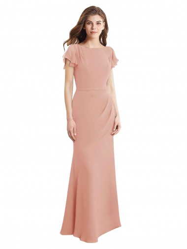 Soft Chiffon Mermaid Long Sleeveless Low Back Bliss Pink Prom Dresses Cairns