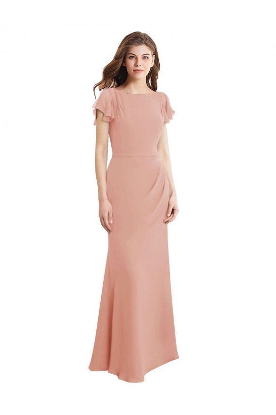 Soft Chiffon Mermaid Long Sleeveless Low Back Bliss Pink Prom Dresses Cairns