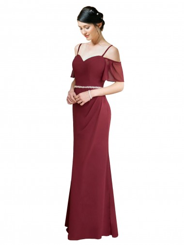 Soft Chiffon Long Cold Shoulder Low Back Bridesmaid Dress Cairns