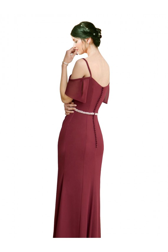 Soft Chiffon Long Cold Shoulder Low Back Bridesmaid Dress Cairns