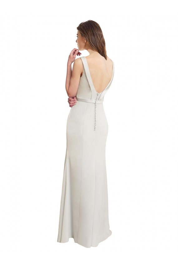 Soft Chiffon & Satin Mermaid Long Sleeveless V-Back Bridesmaid Dress Cairns