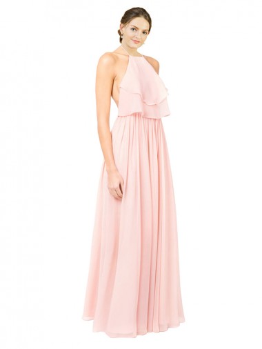 Soft Chiffon Long Sleeveless Open Back Formal Dress / Bridesmaid Dress Cairns
