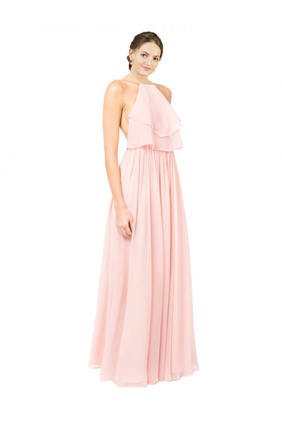 Soft Chiffon Long Sleeveless Open Back Formal Dress / Bridesmaid Dress Cairns