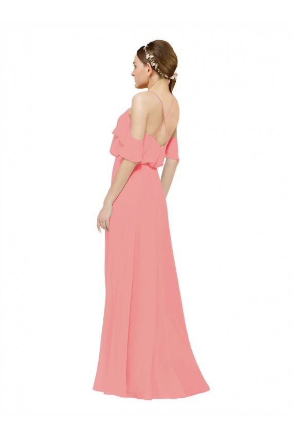Soft Chiffon A-Line Long Sleeveless Watermelon Bridesmaid Dress Cairns