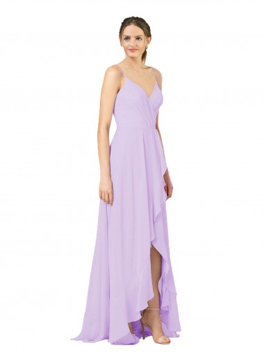Soft Chiffon Sheath Long Sleeveless Open Back High Low Bridesmaid Dress Cairns
