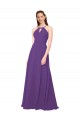Soft Chiffon Sheath Long Sleeveless Plum Purple Bridesmaid Dress Cairns