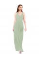 Soft Chiffon Sheath Long Sleeveless Smoke Green Keyhole Back Bridesmaid Dress Cairns