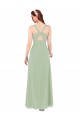 Soft Chiffon Sheath Long Sleeveless Smoke Green Keyhole Back Bridesmaid Dress Cairns
