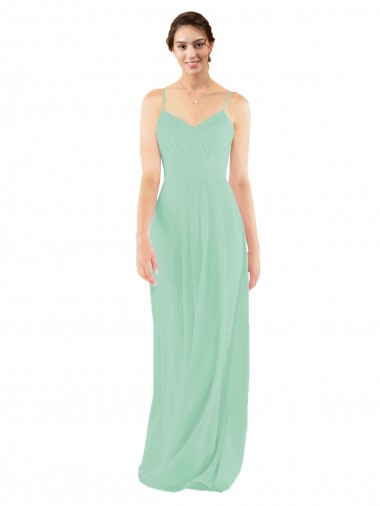 Soft Chiffon Sheath Long Sleeveless Mint Green Keyhole Back Bridesmaid Dress Cairns