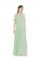 Soft Chiffon Sheath Long Sleeveless Sage Bridesmaid Dress Cairns