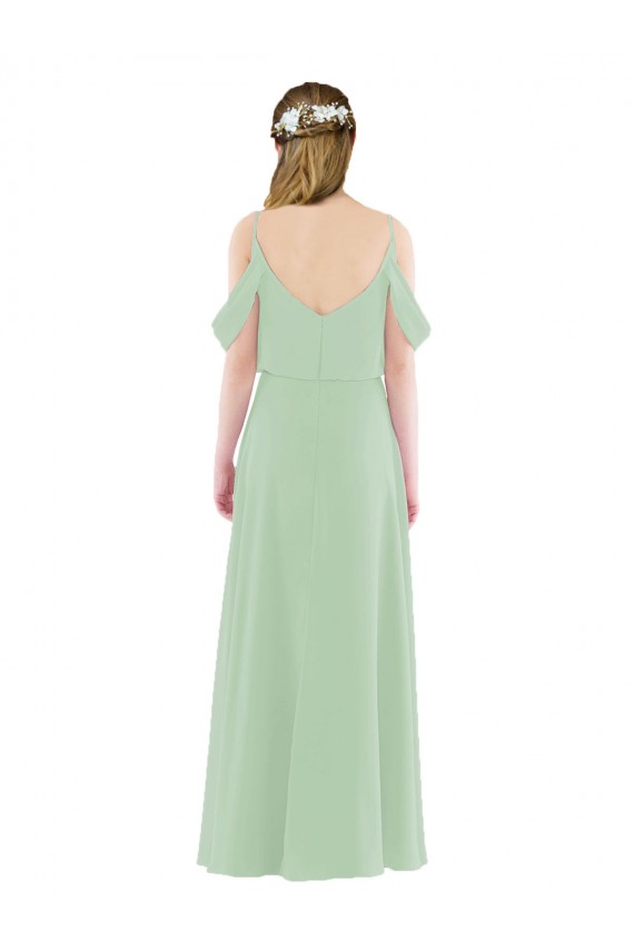 Soft Chiffon Sheath Long Sleeveless Sage Bridesmaid Dress Cairns