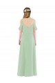 Soft Chiffon Sheath Long Sleeveless Sage Bridesmaid Dress Cairns