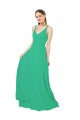 Soft Chiffon Sheath Long Sleeveless Criss Cross Back Emerald Green Bridesmaid Dresses Cairns