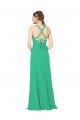 Soft Chiffon Sheath Long Sleeveless Criss Cross Back Emerald Green Bridesmaid Dresses Cairns