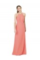 Soft Chiffon Sheath Long Sleeveless Desert Rose Keyhole Back Bridesmaid Dress Cairns