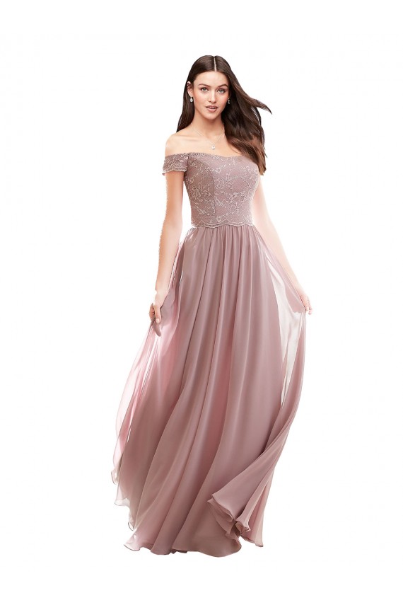 Soft Chiffon & Lace A-Line Long Cap Sleeves Pink Bridesmaid Dresses Cairns