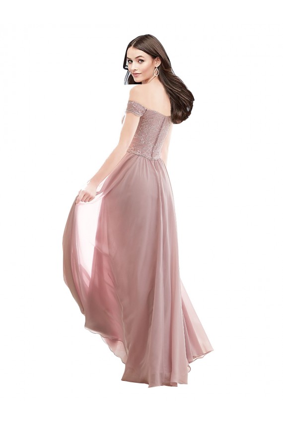 Soft Chiffon & Lace A-Line Long Cap Sleeves Pink Bridesmaid Dresses Cairns