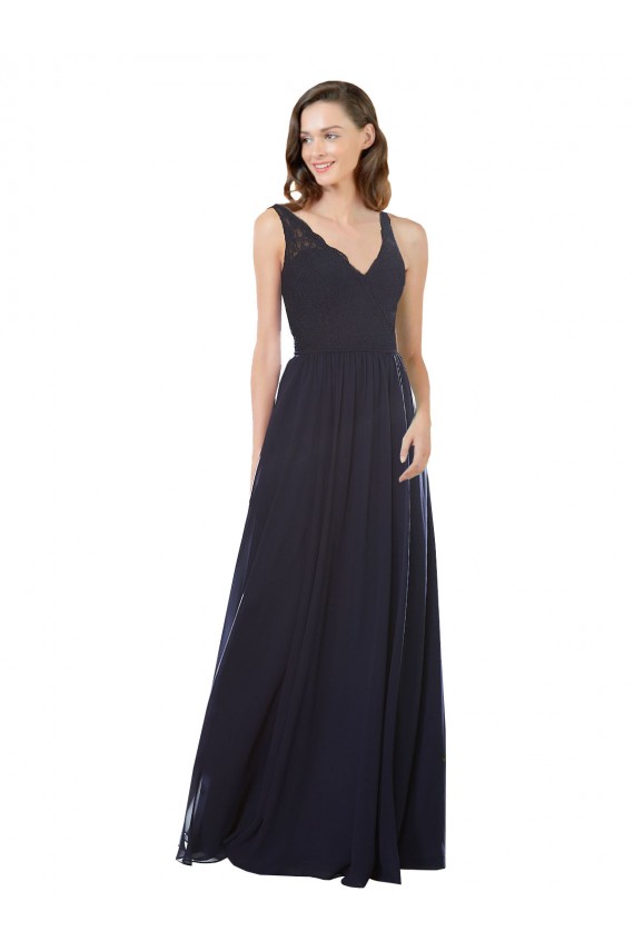 Soft Chiffon & Lace A-Line Sleeveless Dark Navy Bridesmaid Dresses Cairns