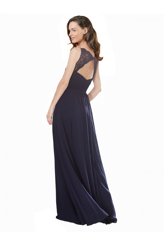 Soft Chiffon & Lace A-Line Sleeveless Dark Navy Bridesmaid Dresses Cairns