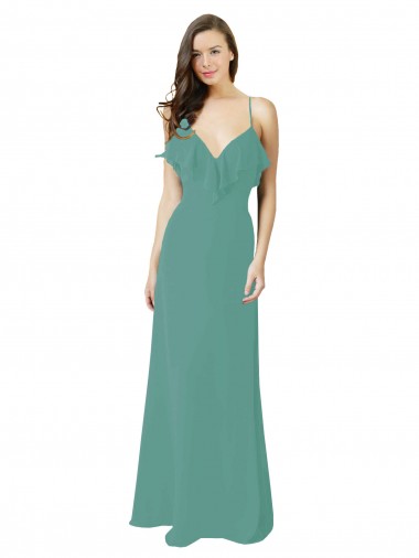 Soft Chiffon A-Line Long Sleeveless Icelandic Silver Bridesmaid Gown Cairns