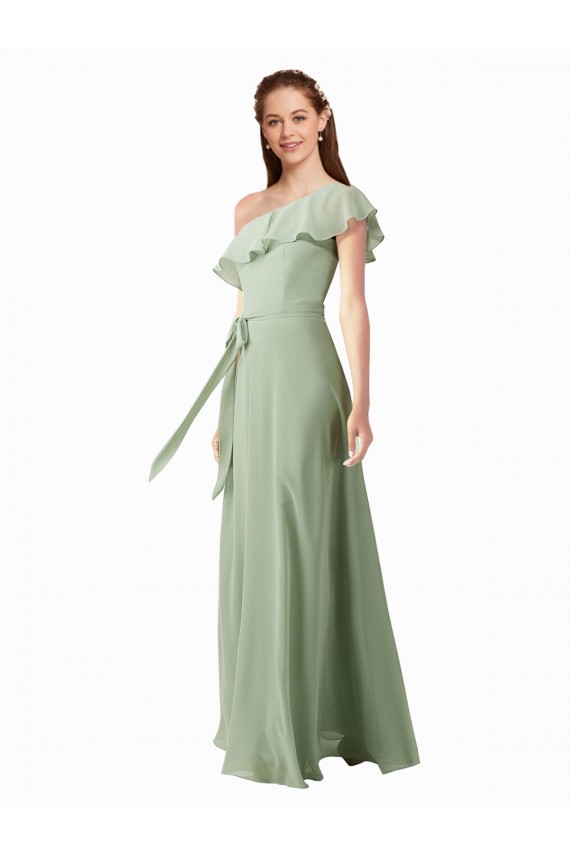 Soft Chiffon A-Line Long Flutter Sleeves Bridesmaid Dress Cairns
