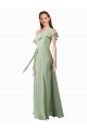 Soft Chiffon A-Line Long Flutter Sleeves Bridesmaid Dress Cairns
