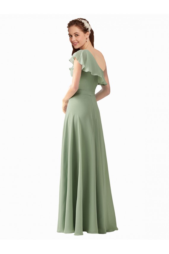 Soft Chiffon A-Line Long Flutter Sleeves Bridesmaid Dress Cairns