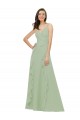 Soft Chiffon A-Line Long Sleeveless Smoke Green Bridesmaid Dresses Cairns