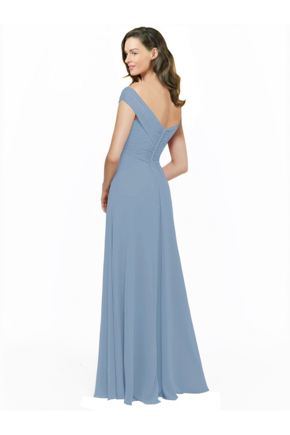 Chiffon A-Line Long Sleeveless Dusty Blue Bridesmaid Dress / Evening Gowns Cairns