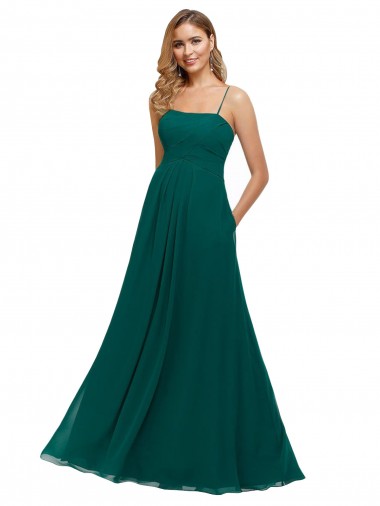 Soft Chiffon A-Line Long Sleeveless Hunter Low Back Bridesmaid Dress Cairns