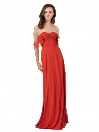 Soft Chiffon A-Line Long Sleeveless Red V-Back Bridesmaid Dress Cairns