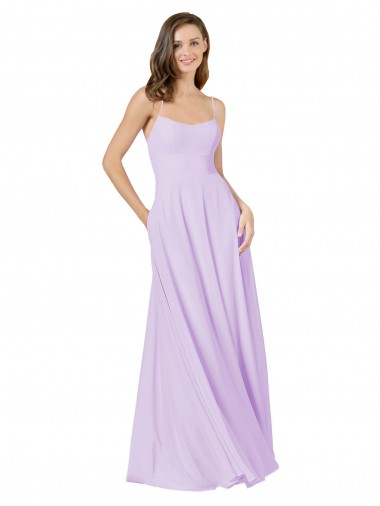 Soft Chiffon A-Line Long Sleeveless Lilac Bridesmaid Gown Cairns