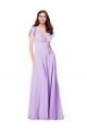 Soft Chiffon A-Line Long Cap Sleeves V-Back Bridesmaid Dress / Formal Dress Cairns