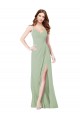 Soft Chiffon A-Line Long Sleeveless Smoke Green Bridesmaid Dress Cairns