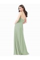 Soft Chiffon A-Line Long Sleeveless Smoke Green Bridesmaid Dress Cairns