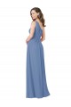 Soft Chiffon Sheath Long Sleeveless Windsor Blue Bridesmaid Gowns Cairns