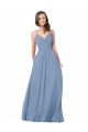 Chiffon A-Line Long Sleeveless Criss Cross Back Dusty Blue Bridesmaid Dresses Cairns