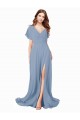 Soft Chiffon A-Line Long Cap Sleeves Black Tie Prom Dress / Bridesmaid Dress Cairns