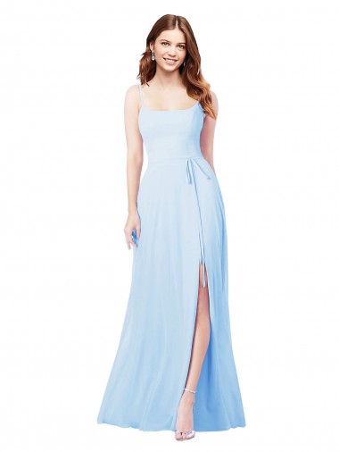 Soft Chiffon Sheath Long Sleeveless Front Side Slit Bridesmaid Dresses Cairns