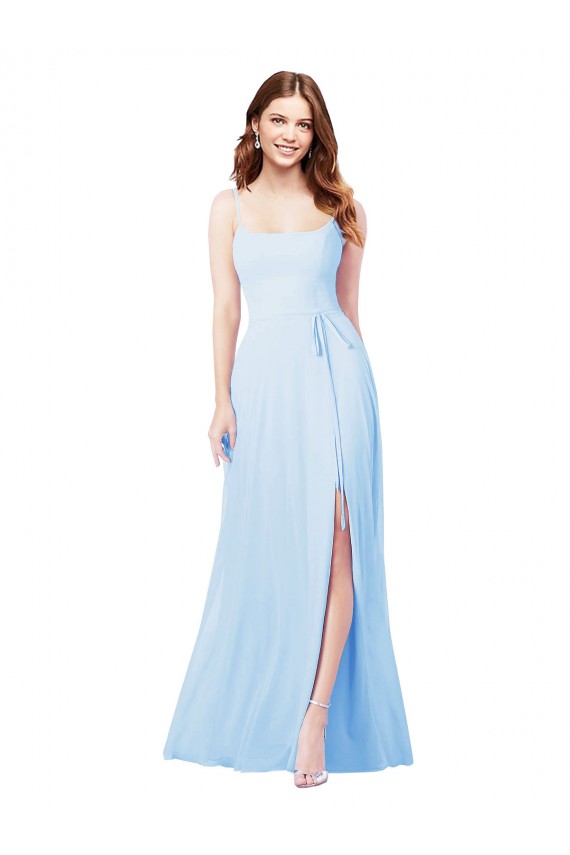 Soft Chiffon Sheath Long Sleeveless Front Side Slit Bridesmaid Dresses Cairns