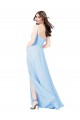 Soft Chiffon Sheath Long Sleeveless Front Side Slit Bridesmaid Dresses Cairns