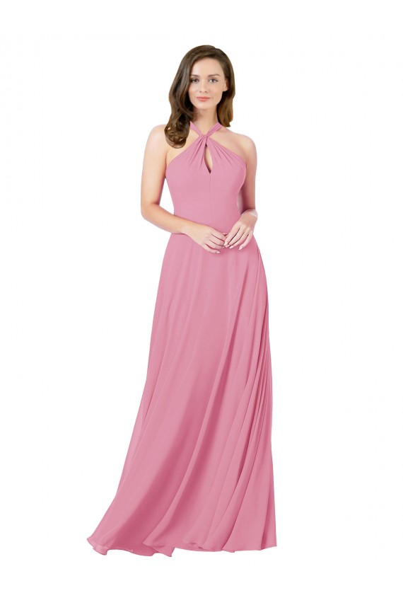 Soft Chiffon A-Line Long Sleeveless Keyhole Back Prom Dress / Bridesmaid Dress Cairns