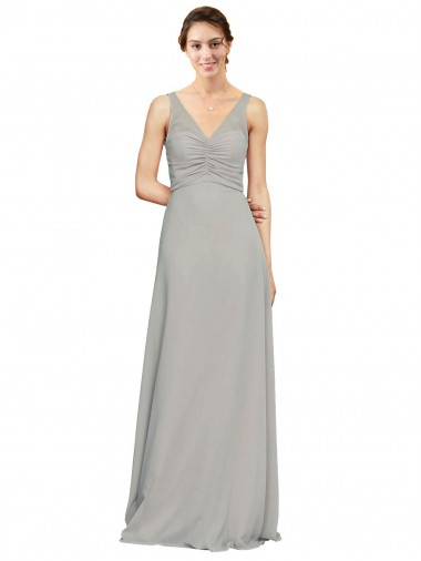 Soft Chiffon A-Line Long Sleeveless Silver Bridesmaid Dress Cairns