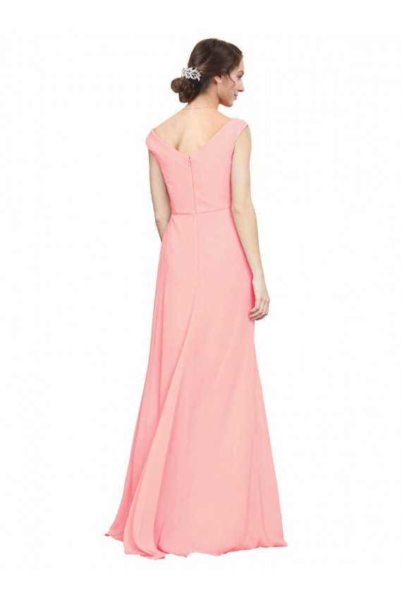 Soft Chiffon A-Line Long Sleeveless Salmon Bridesmaid Dress Cairns