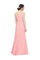 Soft Chiffon A-Line Long Sleeveless Salmon Bridesmaid Dress Cairns